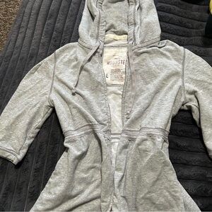 Hollister Women's Light Gray Zip-Up Jacket